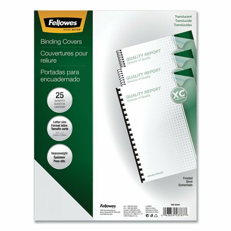 FELLOWES Binding Cover, Letter, Frost, PK25 5224301